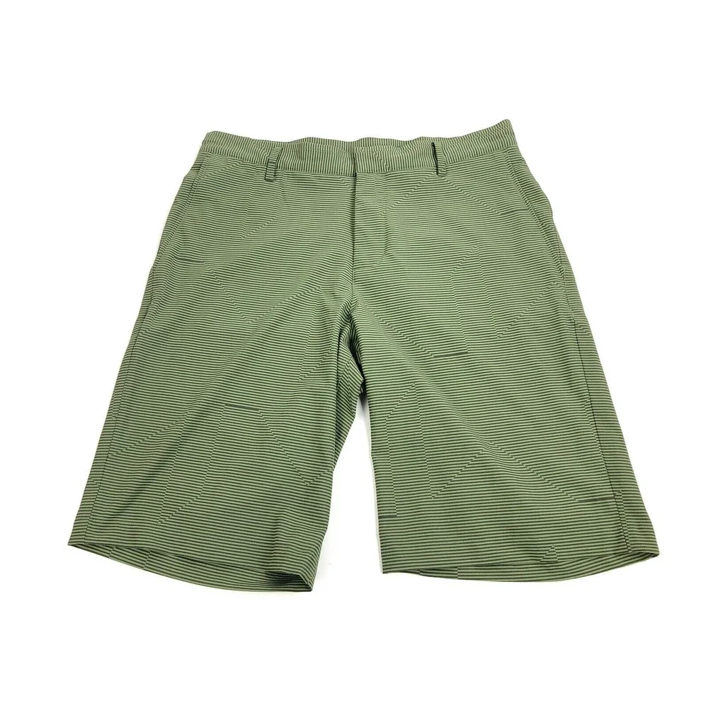 Nike Shorts Mens Sz 30 Golf Dri-Fit green gray striped Stretch 10